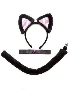 Spirit Halloween Black And Pink Cat Costume Kit -Easy Costumes Sales 00186742 c