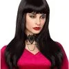 Spirit Halloween Long Black Wig With Bangs -Easy Costumes Sales 00531681 a