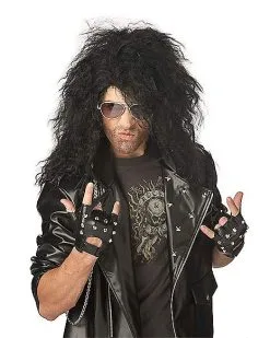 Spirit Halloween Black Heavy Metal Rocker Wig