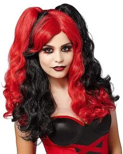 Spirit Halloween Red And Black Jester Wig