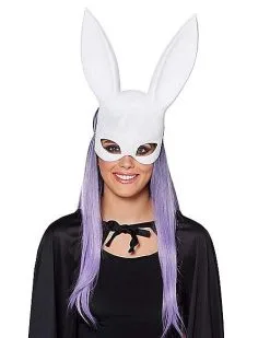 Spirit Halloween White Glitter Bunny Mask