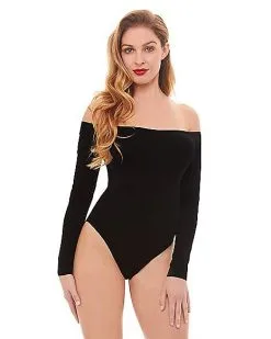 Spirit Halloween Off The Shoulder Black Bodysuit