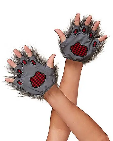 Spirit Halloween Faux Fur Wolf Gloves 3 Spirit Halloween Faux Fur Wolf Gloves - Image 2