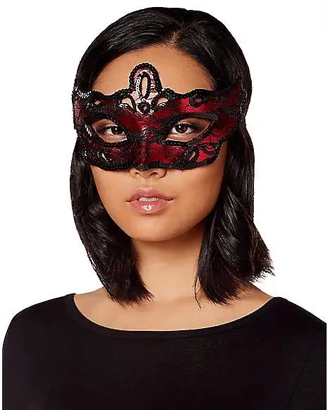 Spirit Halloween Red And Black Lace Sequin Eye Half Mask 5 Spirit Halloween Red And Black Lace Sequin Eye Half Mask - Image 3