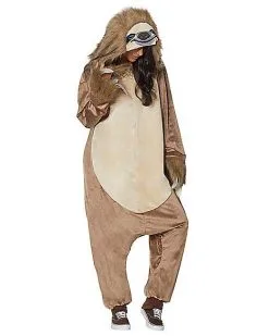 Spirit Halloween Adult Faux Fur Sloth Union Suit