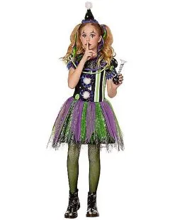 Spirit Halloween Kids Glow In The Dark Neon Clown Costume