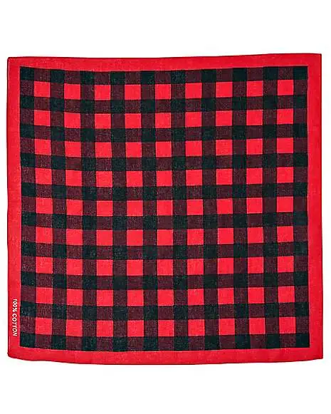 Spirit Halloween Red And Black Buffalo Plaid Bandana 3 Spirit Halloween Red And Black Buffalo Plaid Bandana