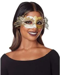 Spirit Halloween Gold Intricate Eye Mask