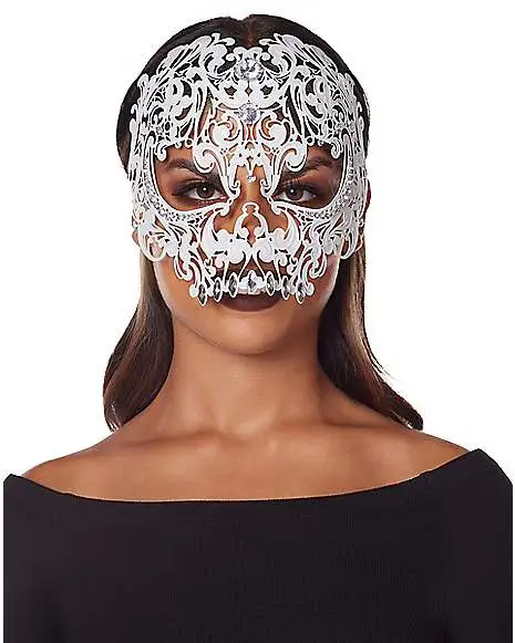 Spirit Halloween White Metal Skeleton Eye Mask 3 Spirit Halloween White Metal Skeleton Eye Mask