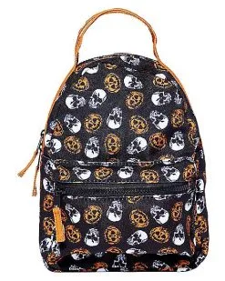 Spirit Halloween Skull And Pumpkin Mini Backpack